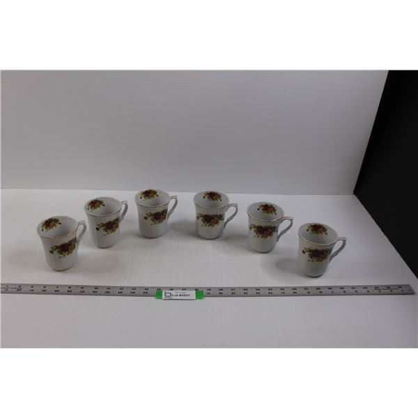 (6) Crown Imperial Fine China Mugs - Made in Romania