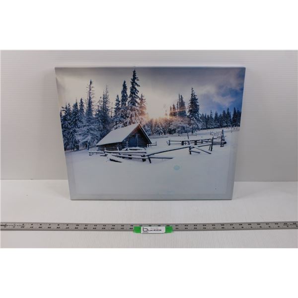 19.5"x15.5" Winter Landscape Print - Has Stain