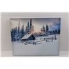 Image 2 : 19.5"x15.5" Winter Landscape Print - Has Stain