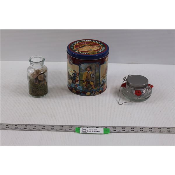 Shortbread Cookie Tin, Hummingbird Feeder & Home Decor. Jar