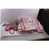 Image 1 : Mainstays Kids Pegasus Bedding Set (Comforter, (2) Sheets, (2) Pillow Shams)& Various Girls Doll Acc