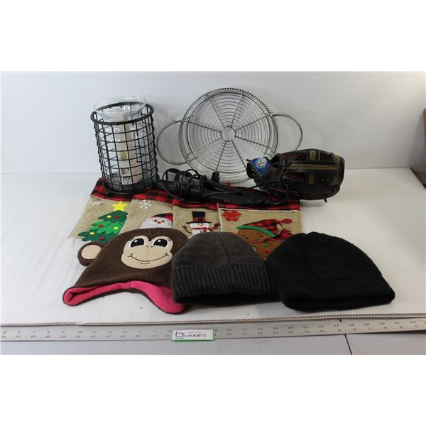 (4) Stockings, Baseball Glove, Beanies, Misc.