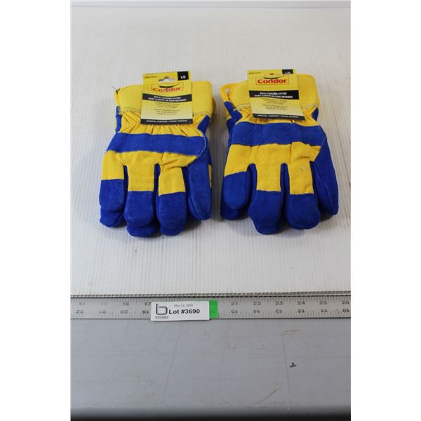 (2) Packs Condor Premium Leather Work Gloves - Size Large