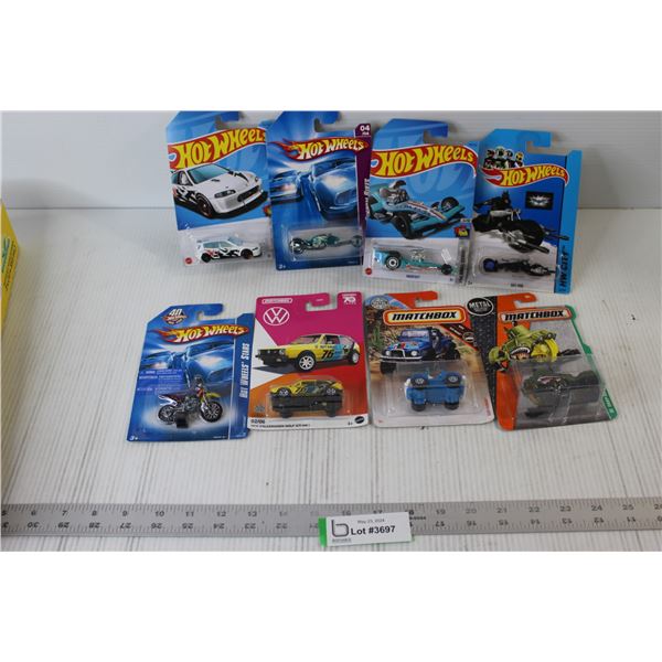 (5) Packs Hotwheels Toy Cars, (2) Matchbox Toy Cars, Volkswagen Toy Car