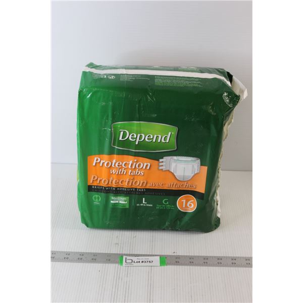 Depends Briefs with Tabs - Size Large