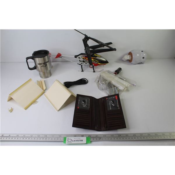 Toy Helicopter, Travel Mug, Wallet, Plug In Candle Warmer, etc.