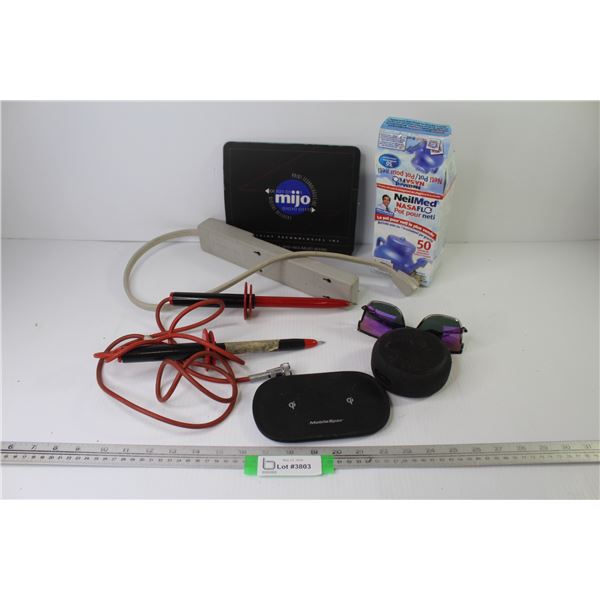 (2) Oscilloscope Probes, Speaker, Neti Pot, Surge Protector, Mouse Pad, etc.