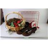 Image 1 : Lighted Christmas Basket, Draining Rack, (2) Caps, Pair of Shoes