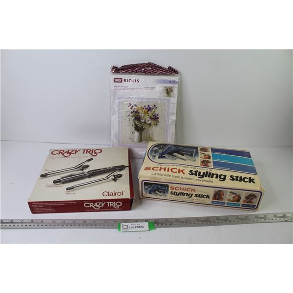 Curling Iron, Styling Stick, Cross Stitch Pattern