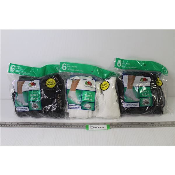 (3) Bags of Men's Ankle Socks