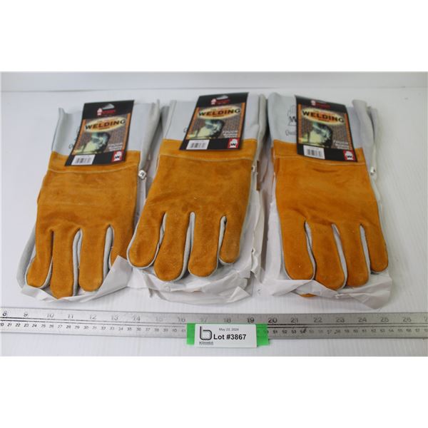 (3) Pairs of Welding Gloves - New