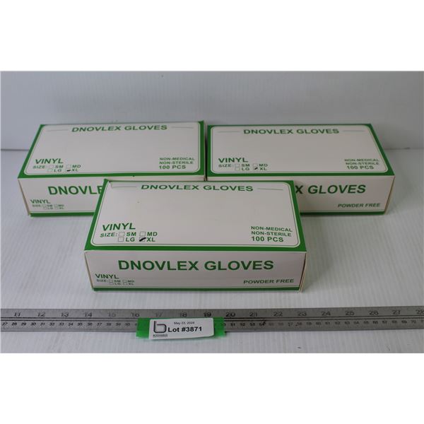 (3) Boxes Vinyl Gloves - Size XL