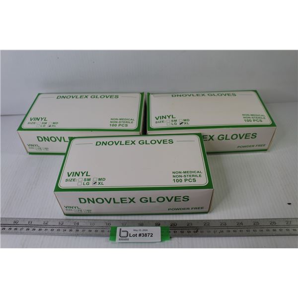 (3) Boxes Vinyl Gloves - Size XL