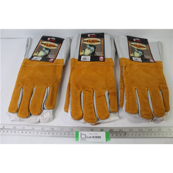 (3) Pairs of Welding Gloves - New