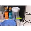 Image 4 : (15+) Kitchenware Misc. Lot: Plastic Juice Jugs; Measuring Sups; Water Bottles; Electric Heater - Wo