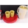 Image 3 : (6) Plastic Kitchenware: 2 - Tupperware Juice Jugs; Stack of Plastic Plates; NIB Snack Set