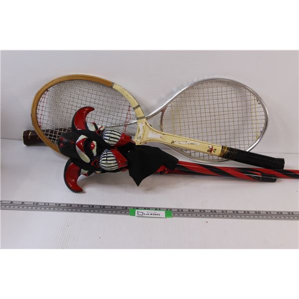 (3) 2 - Tennis Racquets & 1 Crazed Evil Jester Spector