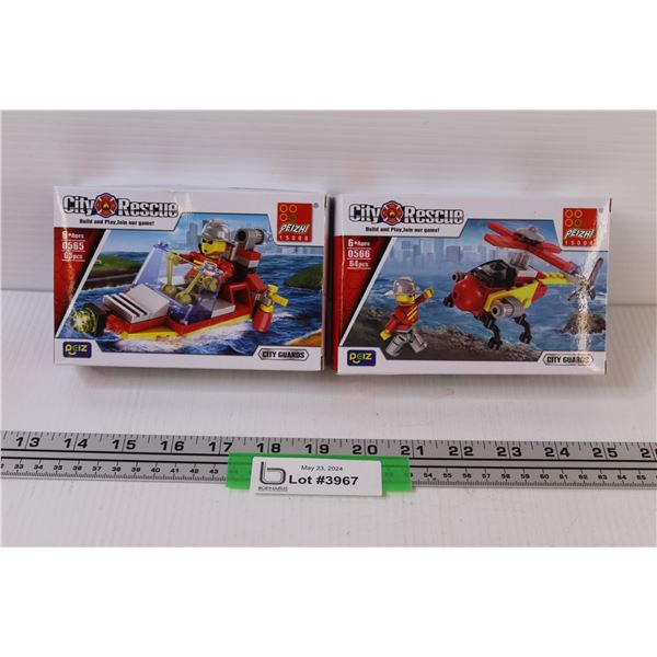(2) City Rescue NIB #0565 & #0566 Build and Play Toys
