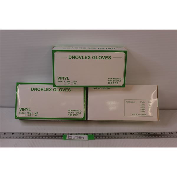 (3) Dnovlex Vinyl Non-Medical Non Sterile Gloves - Box Count 100 Pieces