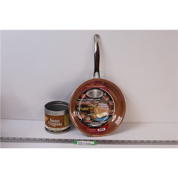 (2) Gotham Steel No-Stick Fry Pan NEW & Sweet Virginia Tobacco Tin No Lid