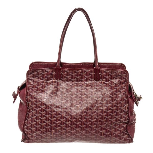 Goyard Burgundy Goyardine Canvas Leather Sac Hardy PM Tote Bag