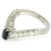 Image 4 : 18k White Gold 1.64 ctw Oval Sapphire Solitaire Round Diamond Chevron V Band Rin
