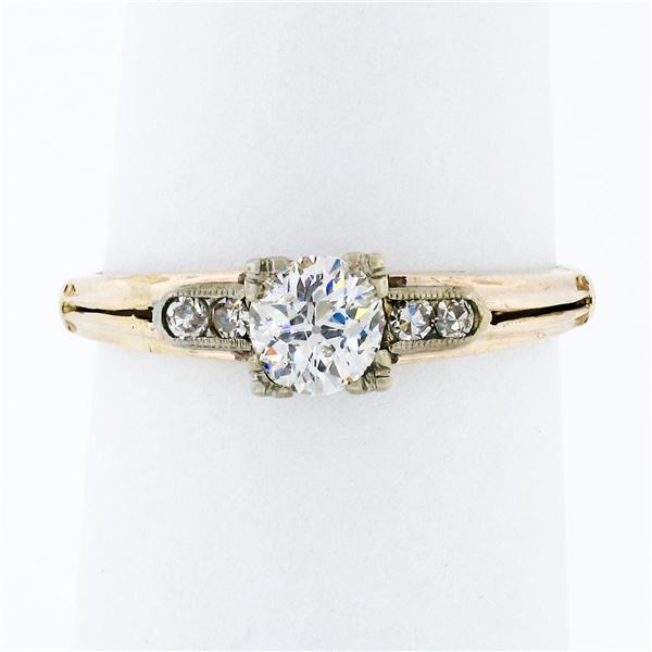 Antique 18K & 14K Gold Old European Diamond Solitaire Engagement or Promise Ring