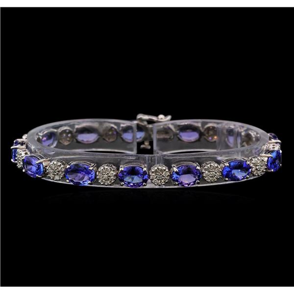 14KT White Gold 17.16 ctw Tanzanite and Diamond Bracelet