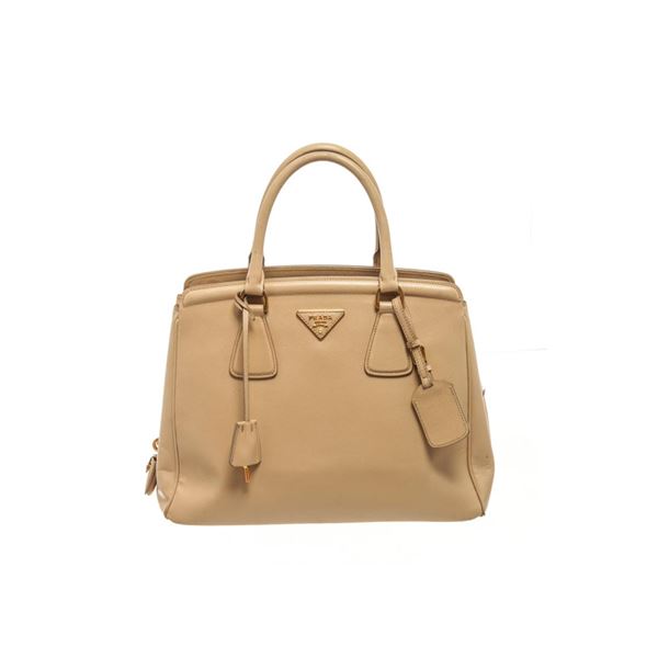 Prada Beige Saffiano Lux Leather Galleria Tote Bag