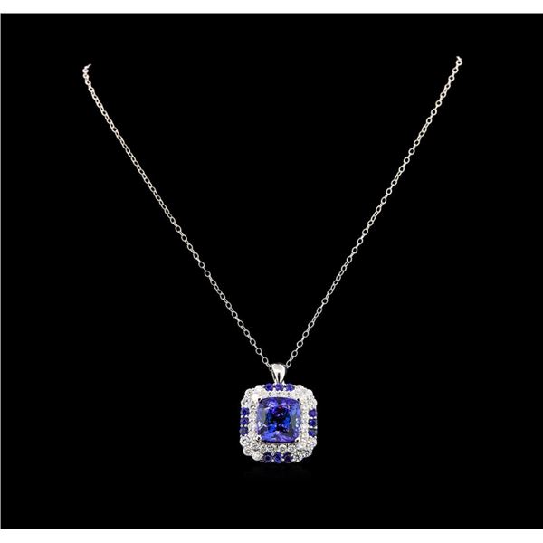 GIA Cert 16.70 ctw Tanzanite, Sapphire and Diamond Pendant