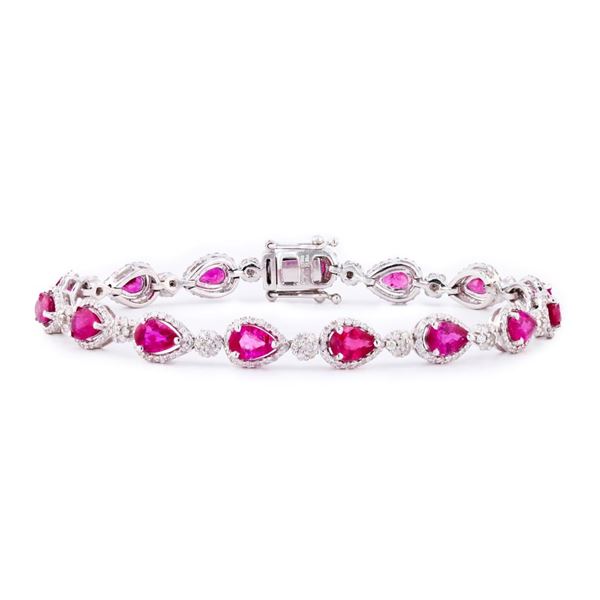 7.93 ctw Ruby and 1.93 ctw Diamond Platinum Bracelet