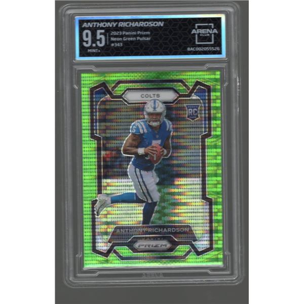 Anthony Richardson Neon Green Pulsar Rookie Card 2023 Panini Prizm #343 Graded Arena Club 9.5