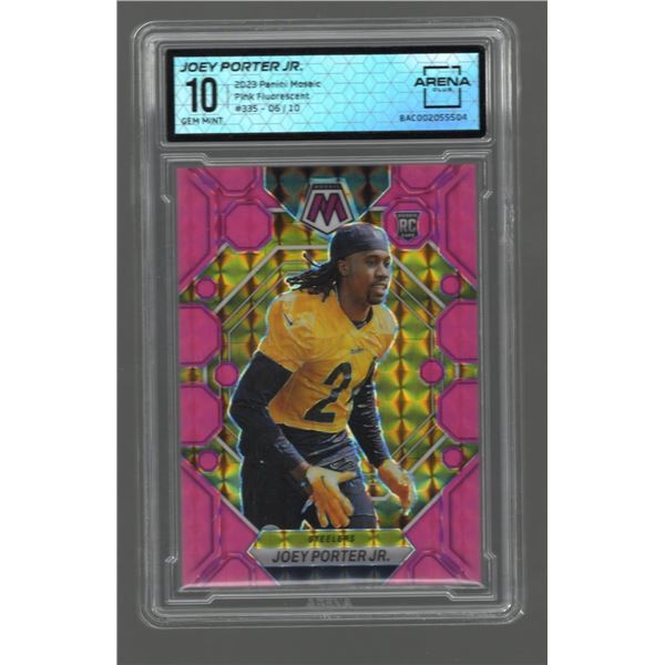 Joey Porter Jr. Pink Fluorescent Rookie Card /10!!! 2023 Panini Mosaic #335 Graded Arena Club 10