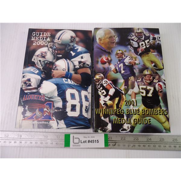(2) Media Guides-2000 Montreal Alouettes and 2001 Winnipeg Blue Bombers