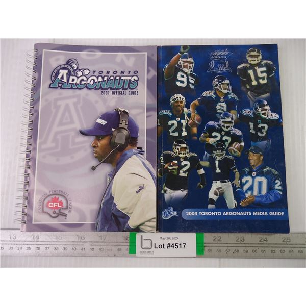 (2) Media Guides for Toronto Argonauts 2001 and 2004