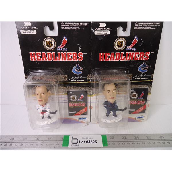 (2) Mark Messier "Headliners" Figures in Canucks and Rangers Jersey