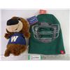 Image 1 : Winnipeg Blue Bomber Plush Toy (missing eye)and Saskatchewan Roughrider Mask