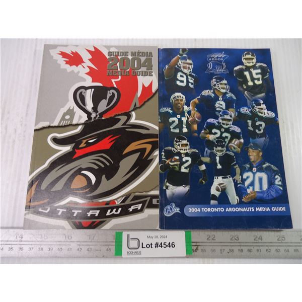 (2) 2004 Media Guides for Toronto Argonauts and Ottawa Renegades