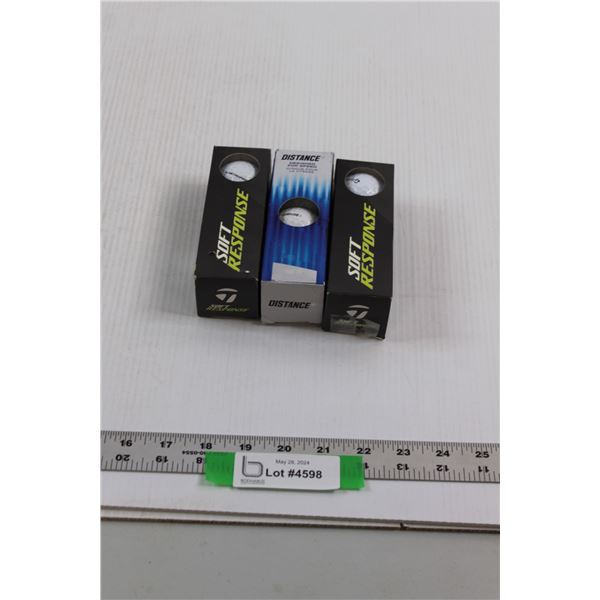 (3) Three Packs of Taylor Made Golf Balls (2 pks) Soft Response & (1 pk) Distance+ (Appear Used)