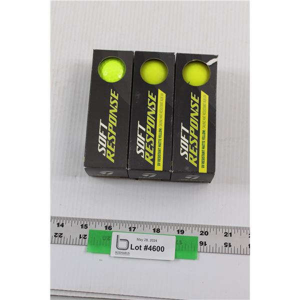 (3) Three Packs of Used Taylor Made Soft Response Neon Yellow Golf Balls (8) Matte (1) Gloss