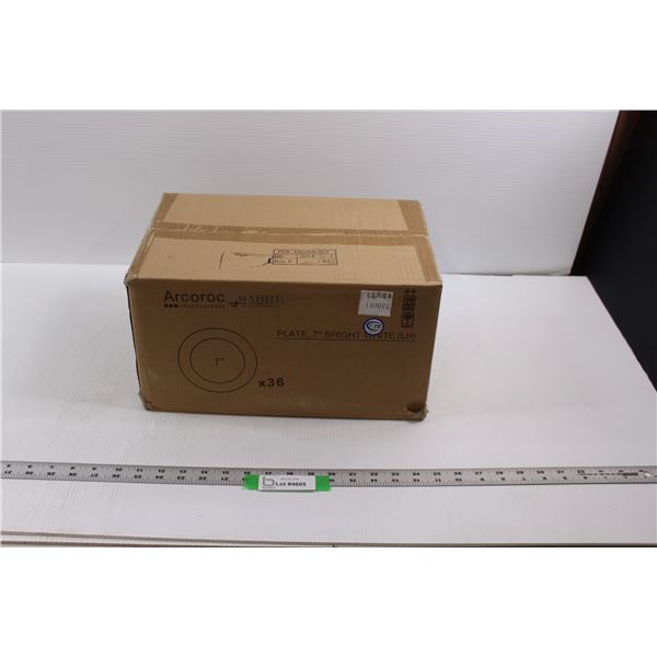(36) Sabre Int. Arcoroc Professional 7" Bright White Plates (NIB) - Unopened w/Slight Damage To Box
