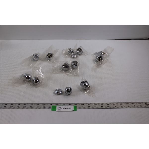 (12) Round Chrome Drawer/Door Pulls (Appear New)