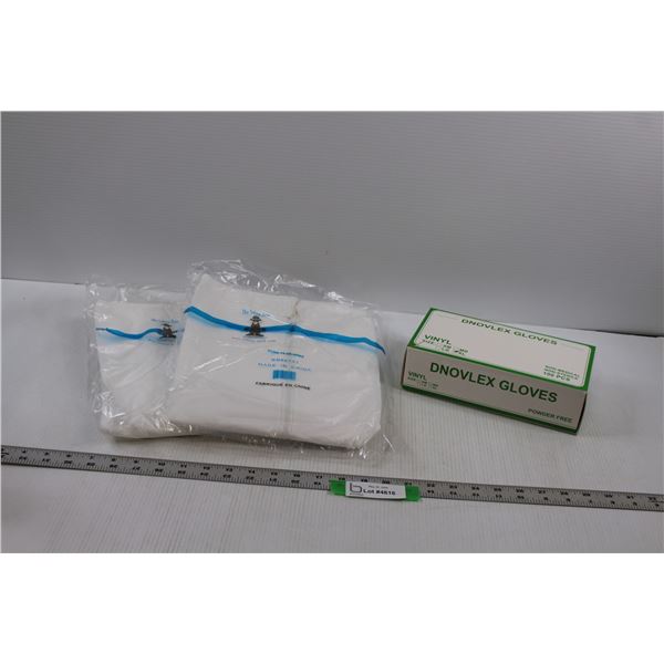 (2 Pr) Safety Zone Disposable Paper Coverall's (Size XXL) & (1 box) Dnovlex Vinyl Gloves (Size XL) -