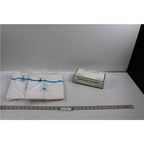 (2 Pr) Safety Zone Disposable Paper Coverall's (Size XXL) & (1 box) Dnovlex Vinyl Gloves (Size XL) -