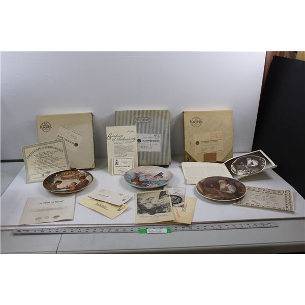 (3) Collector Plates w/Original Boxes & Literature - (2) Norman Rockwell "A TimeTo Keep" & "Santa In