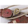 Image 4 : Vintage Rope Pulley System w/Steel Block & Tackle