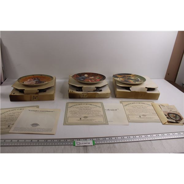 (3) Norman Rockwell Plates with Certificates of Authenticity
