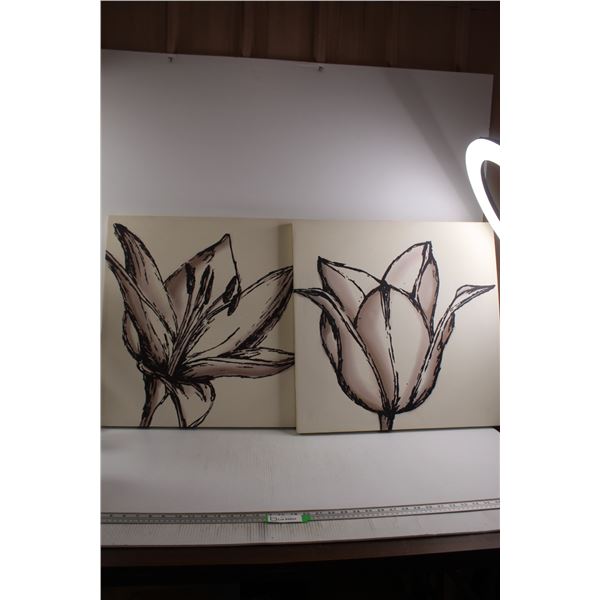 (2) Flower Canvas Prints - 2' x 2'