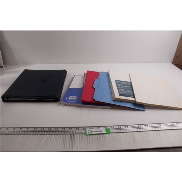 Assorted Pads of Paper, Folder