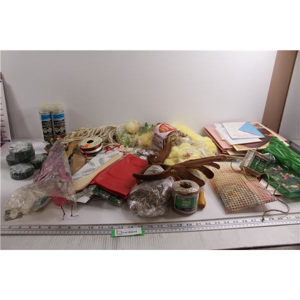 Assorted Crafting Supplies, Knitting Yarn, Misc.